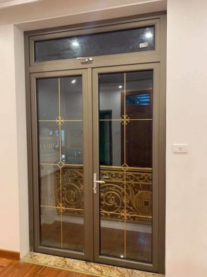 Mẫu thiết kế, thi công cửa kính hộp hoa đồng cao cấp Ms: 09
