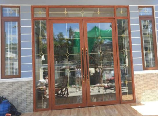 Cửa kính Kính hộp hoa đồng hệ slim cao cấp