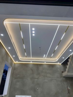 Thi công trần nhôm tấm tổ ong giật 2 cấp bo cong tại Hà Nội