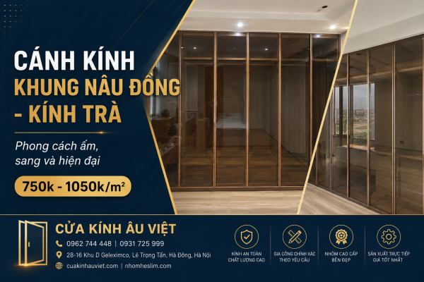 Khung nhôm và cánh kính hoàn thiện