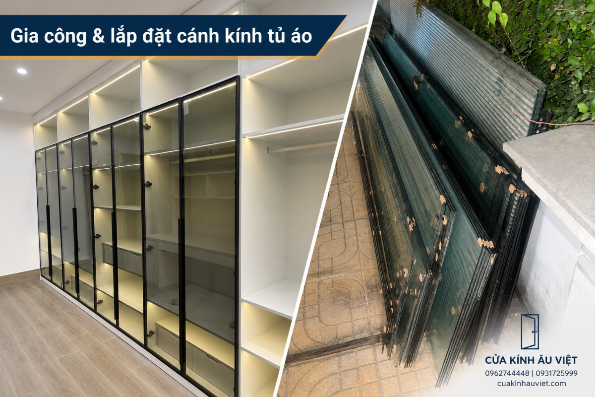 Gia công lắp đặt cánh kính tủ áo giá xưởng tại Hà Nội
